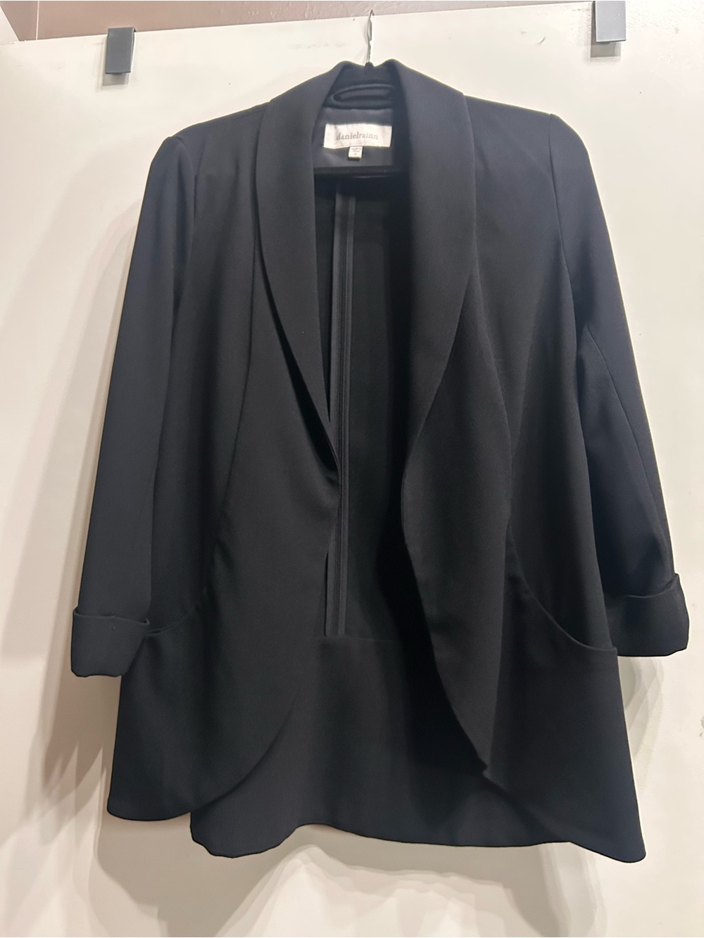 Daniel Rainn Black Draped Open-Front Blazer
